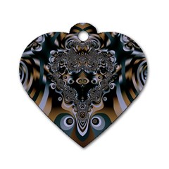 Art Pattern Fractal Art Artwork Design Dog Tag Heart (two Sides) by Simbadda