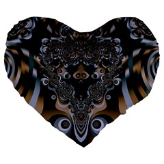 Art Pattern Fractal Art Artwork Design Large 19  Premium Heart Shape Cushions by Simbadda