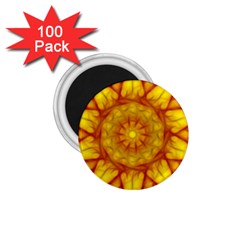 Kaleidoscope Floral Mandala Yellow 1 75  Magnets (100 Pack)  by Simbadda