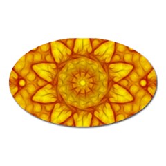 Kaleidoscope Floral Mandala Yellow Oval Magnet by Simbadda