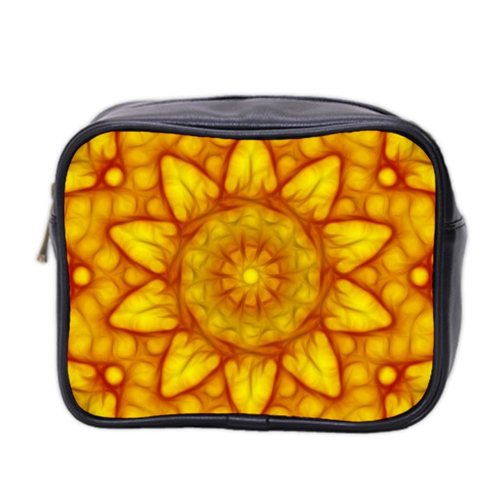 Kaleidoscope Floral Mandala Yellow Mini Toiletries Bag (Two Sides)