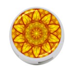 Kaleidoscope Floral Mandala Yellow 4-Port USB Hub (One Side) Front