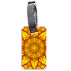 Kaleidoscope Floral Mandala Yellow Luggage Tags (two Sides) by Simbadda