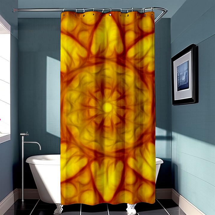 Kaleidoscope Floral Mandala Yellow Shower Curtain 36  x 72  (Stall) 