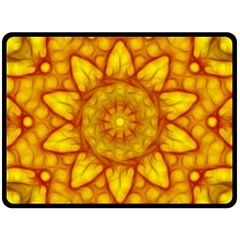 Kaleidoscope Floral Mandala Yellow Double Sided Fleece Blanket (large)  by Simbadda