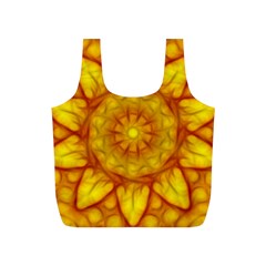 Kaleidoscope Floral Mandala Yellow Full Print Recycle Bag (s) by Simbadda