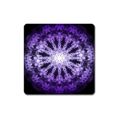 Fractal Mandala Background Purple Square Magnet