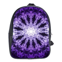 Fractal Mandala Background Purple School Bag (xl) by Simbadda