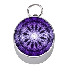 Fractal Mandala Background Purple Mini Silver Compasses by Simbadda