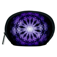 Fractal Mandala Background Purple Accessory Pouch (medium) by Simbadda