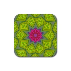 Green Pink Abstract Art Abstract Background Rubber Coaster (square)  by Simbadda