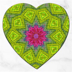 Green Pink Abstract Art Abstract Background Jigsaw Puzzle (heart) by Simbadda