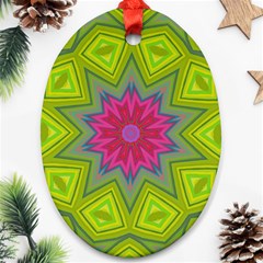 Green Pink Abstract Art Abstract Background Oval Ornament (two Sides) by Simbadda