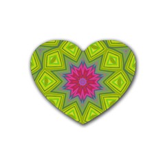 Green Pink Abstract Art Abstract Background Rubber Coaster (heart)  by Simbadda