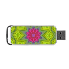 Green Pink Abstract Art Abstract Background Portable Usb Flash (one Side) by Simbadda