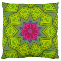 Green Pink Abstract Art Abstract Background Large Flano Cushion Case (two Sides) by Simbadda