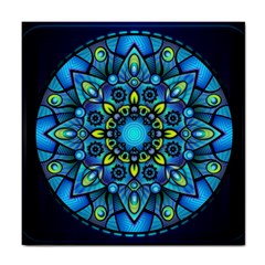 Mandala Blue Abstract Circle Tile Coasters by Simbadda