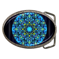 Mandala Blue Abstract Circle Belt Buckles by Simbadda