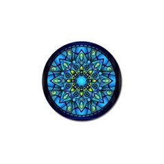 Mandala Blue Abstract Circle Golf Ball Marker by Simbadda