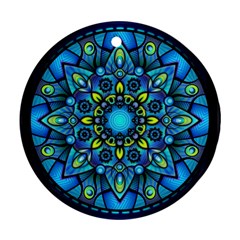 Mandala Blue Abstract Circle Round Ornament (two Sides) by Simbadda