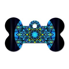 Mandala Blue Abstract Circle Dog Tag Bone (one Side) by Simbadda