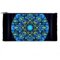 Mandala Blue Abstract Circle Pencil Cases by Simbadda