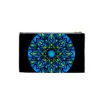 Mandala Blue Abstract Circle Cosmetic Bag (Small) Back