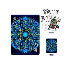 Mandala Blue Abstract Circle Playing Cards 54 (mini) by Simbadda