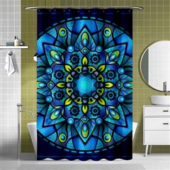 Mandala Blue Abstract Circle Shower Curtain 48  X 72  (small)  by Simbadda