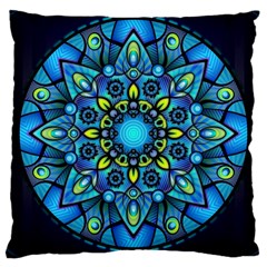 Mandala Blue Abstract Circle Large Cushion Case (two Sides) by Simbadda