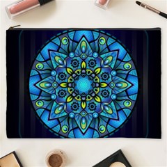 Mandala Blue Abstract Circle Cosmetic Bag (xxxl)