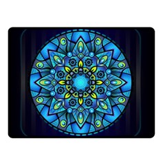 Mandala Blue Abstract Circle Double Sided Fleece Blanket (small)  by Simbadda