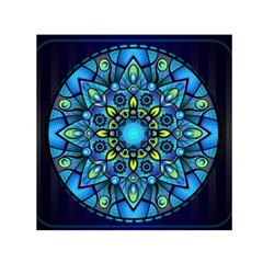 Mandala Blue Abstract Circle Small Satin Scarf (square) by Simbadda