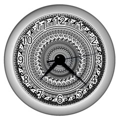 Graphic Design Round Geometric Wall Clock (silver) by Simbadda