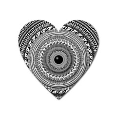 Graphic Design Round Geometric Heart Magnet by Simbadda