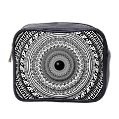 Graphic Design Round Geometric Mini Toiletries Bag (two Sides) by Simbadda