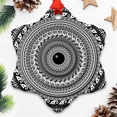 Graphic Design Round Geometric Snowflake Ornament (two Sides) by Simbadda