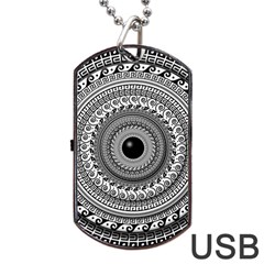 Graphic Design Round Geometric Dog Tag Usb Flash (one Side) by Simbadda