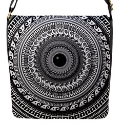 Graphic Design Round Geometric Flap Closure Messenger Bag (s) by Simbadda