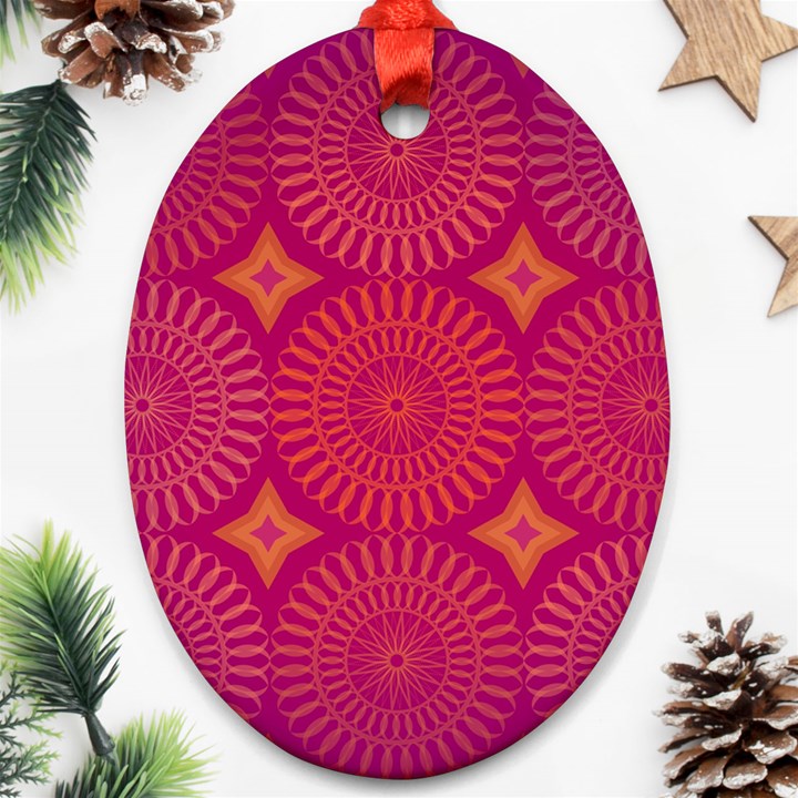 Flower Wheel Chakra Mandala Modern Ornament (Oval)