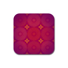 Flower Wheel Chakra Mandala Modern Rubber Square Coaster (4 Pack)  by Simbadda