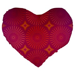 Flower Wheel Chakra Mandala Modern Large 19  Premium Flano Heart Shape Cushions by Simbadda