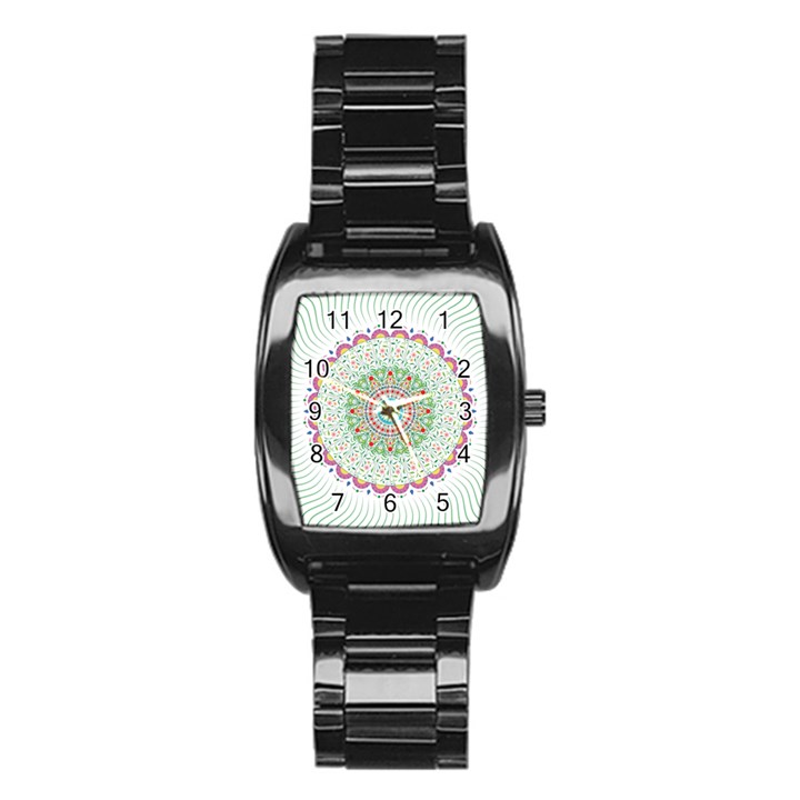 Flower Abstract Floral Stainless Steel Barrel Watch