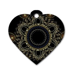 Fractal Mandala Intricate Dog Tag Heart (two Sides) by Simbadda