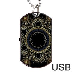 Fractal Mandala Intricate Dog Tag Usb Flash (one Side) by Simbadda