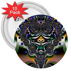 Fractal Art Artwork Design Pattern 3  Buttons (10 Pack)  by Simbadda