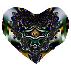 Fractal Art Artwork Design Pattern Large 19  Premium Flano Heart Shape Cushions by Simbadda