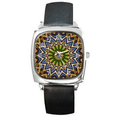 Abstract Antique Art Background Pattern Square Metal Watch by Simbadda