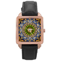 Abstract Antique Art Background Pattern Rose Gold Leather Watch  by Simbadda