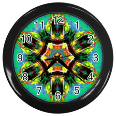 Chakra Art Heart Healing Blue Wall Clock (black) by Simbadda